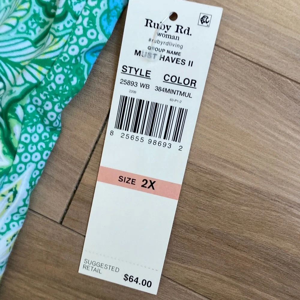 Ruby Rd top floral print pattern top with stretch boho casual office 2X - Picture 13 of 16